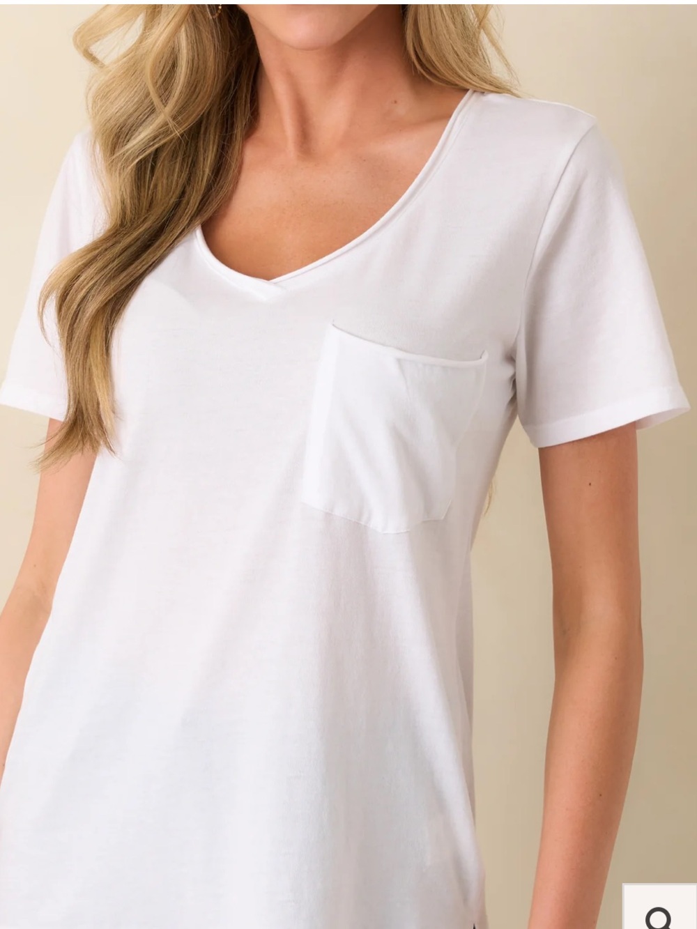 Z Supply White Cotton Blend V Neck - Pocket Tee - Large - NWT